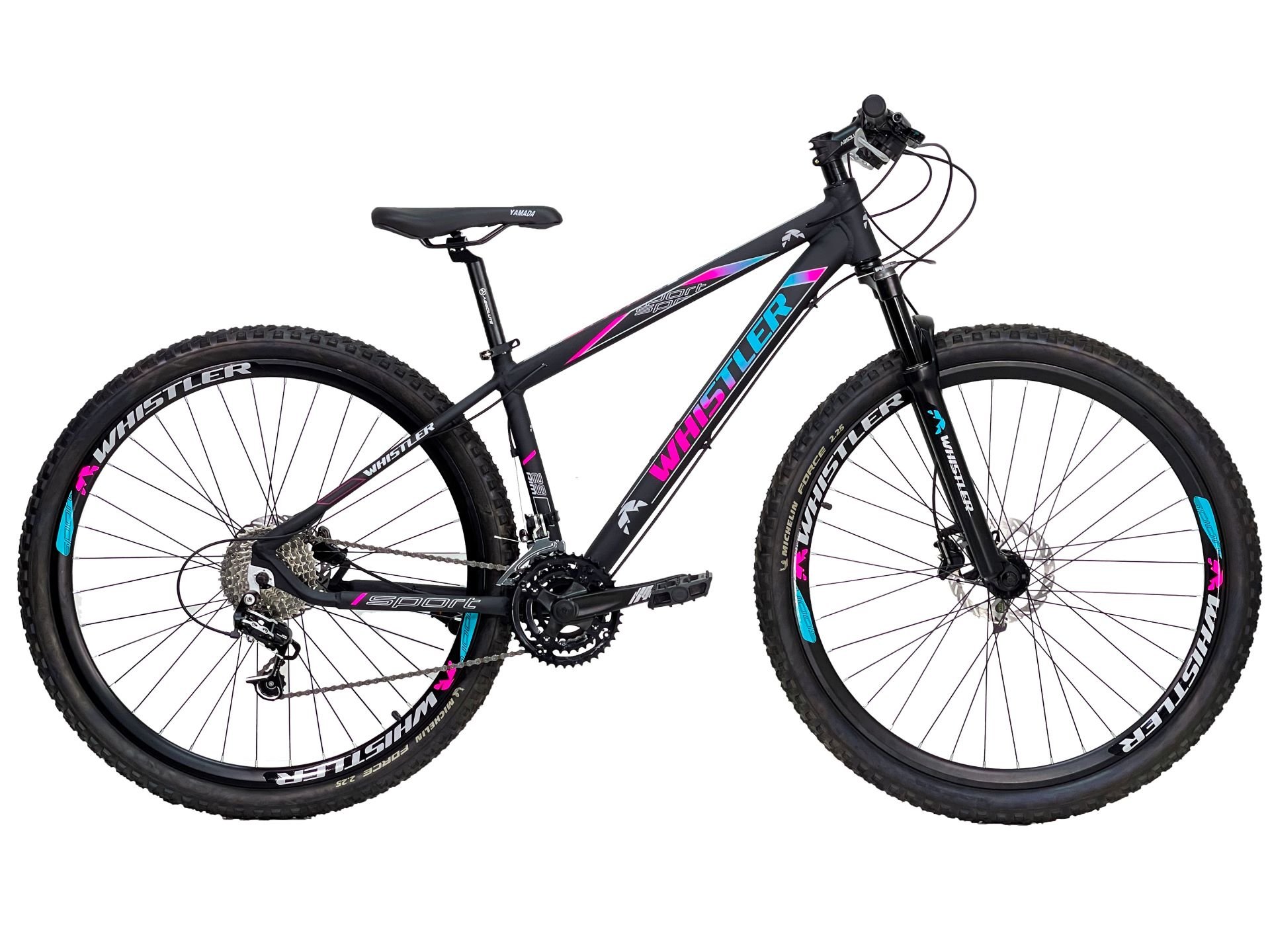 Whistler S3 27V Hidráulico Preto e Rosa - Dárien Bike Shop