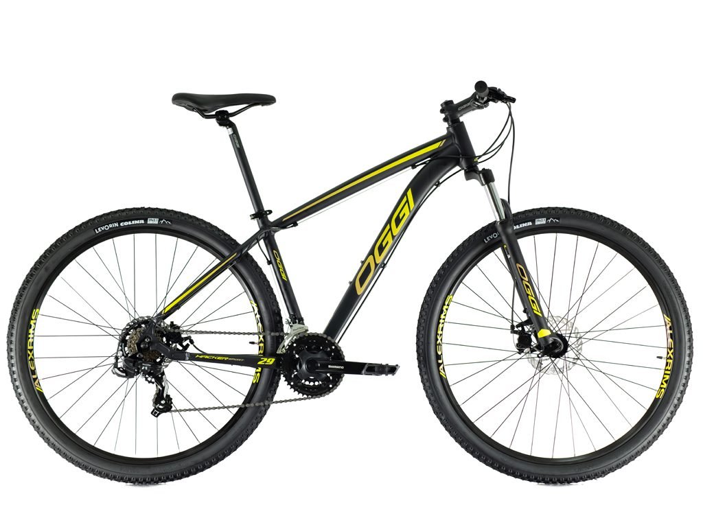 Bicicleta Oggi Hacker Sport Preto, Amarelo e Dourado